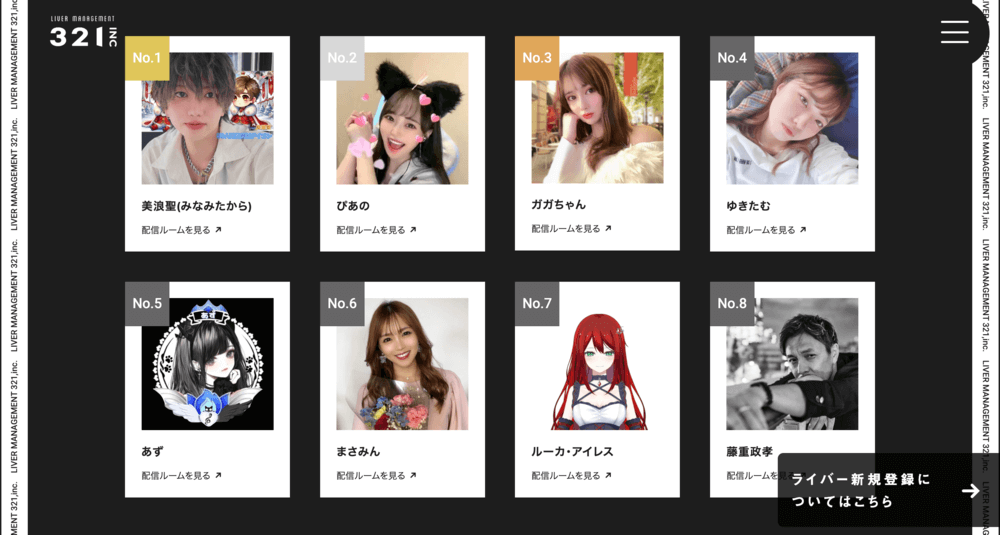 321incの所属ライバー一覧